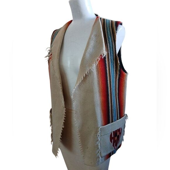 Authentic Chimayo  Hand Woven Publeo Indian Vest Vintage From 1940s - Picture 9 of 11